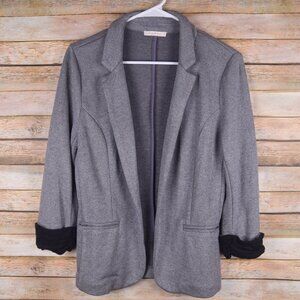 Skies Are Blue Women M Asa Gray Soft Knit Blazer Jacket Work Casual Business EUC